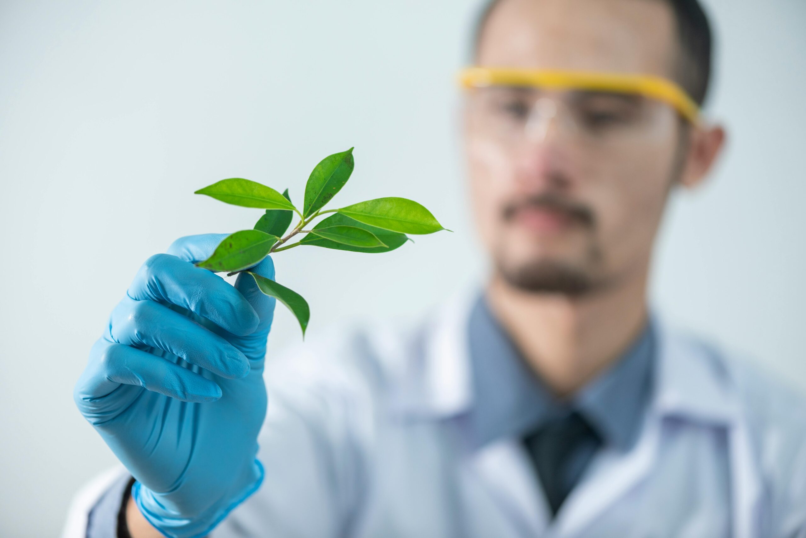 Scientist conducting environmental sampling at polluted site