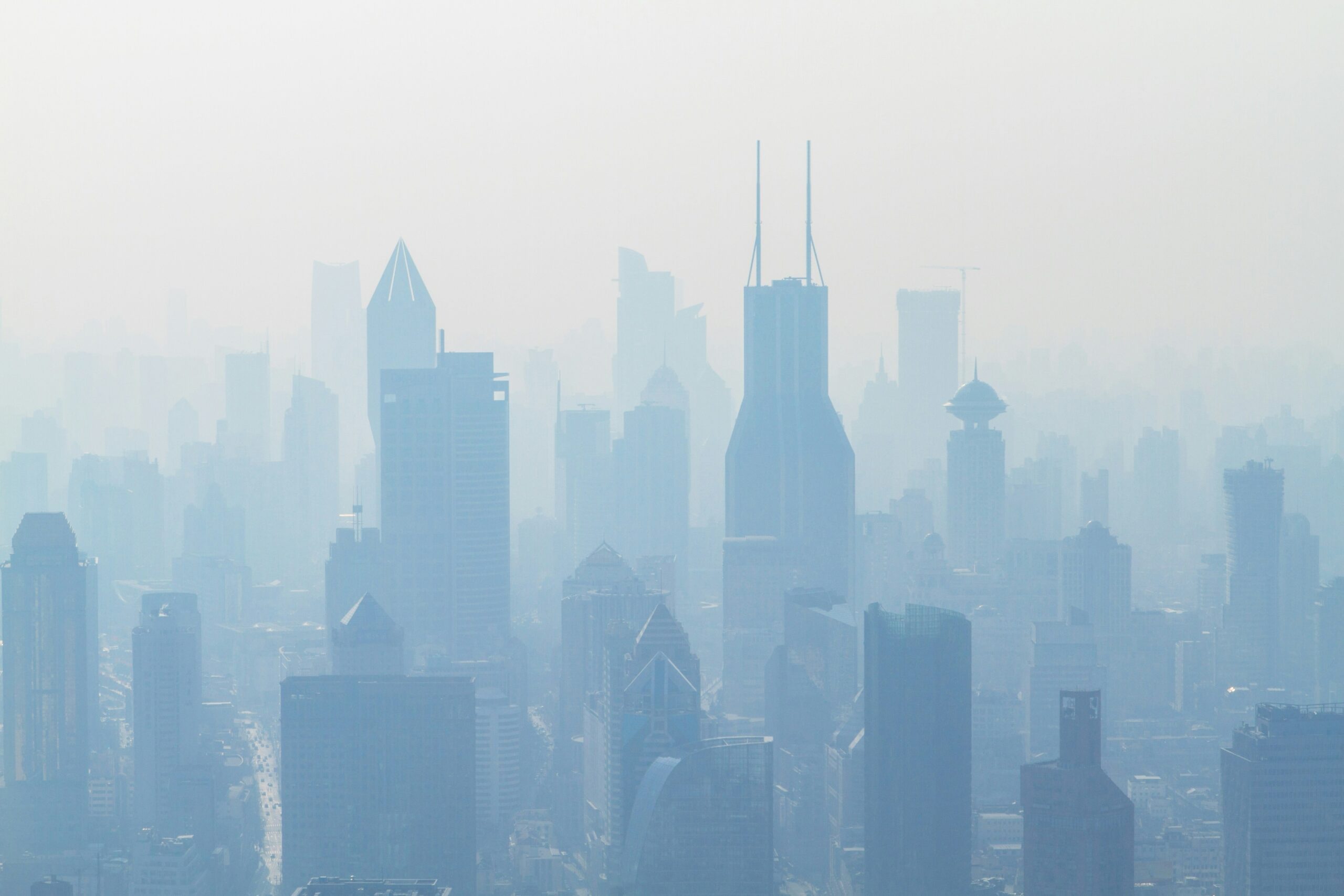 Screenshot of a pollution monitoring app dashboard displaying real-time air quality metrics