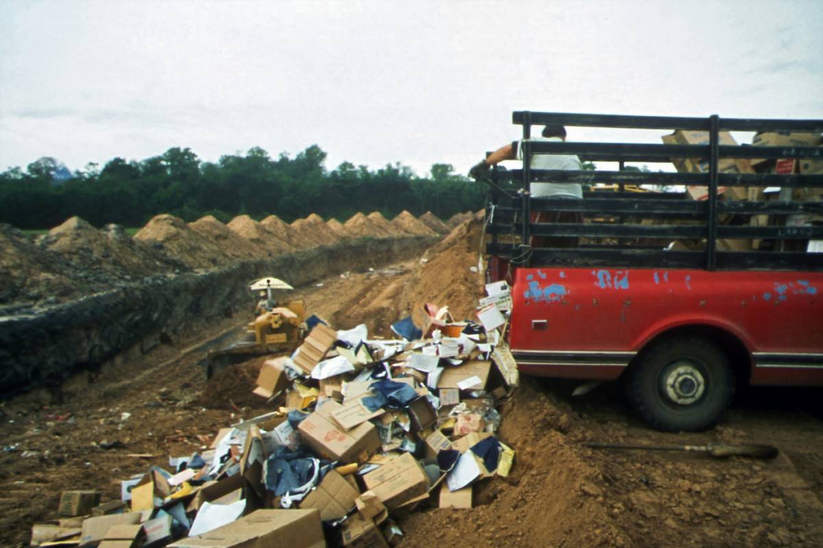Jun. 1972: Solid waste is dumped into trenches, Fort Smith (Jim Olive / Documerica)